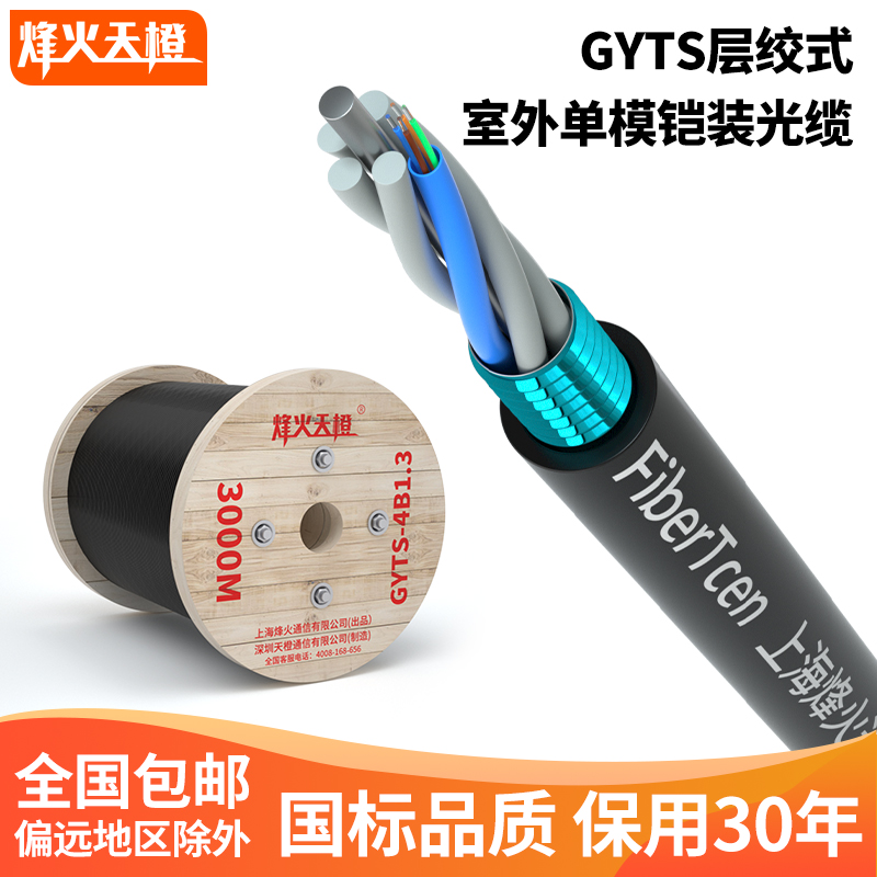 Fieffire Sky Orange National Standard Telecom Grade GYTS TA Single Mode Outdoor Layer Twisted Sheathed Sheathed Fiber Optic Cable 4 6 8 12 24 24 72 72 96144288 Core Frame