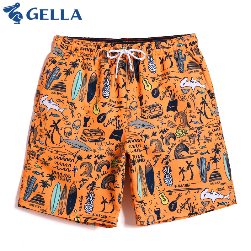 GELLA spa swimming pants men's beach pants speed dry big code shorts can be launched seaside shorts casual loose-Taobao