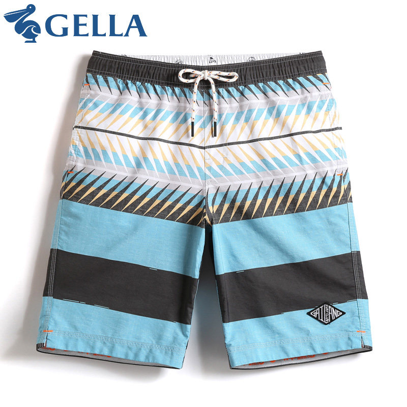 GELLA speed dry beach pants male loose 50% striped spa holiday short pants slit swimming trunks for swimming trunks