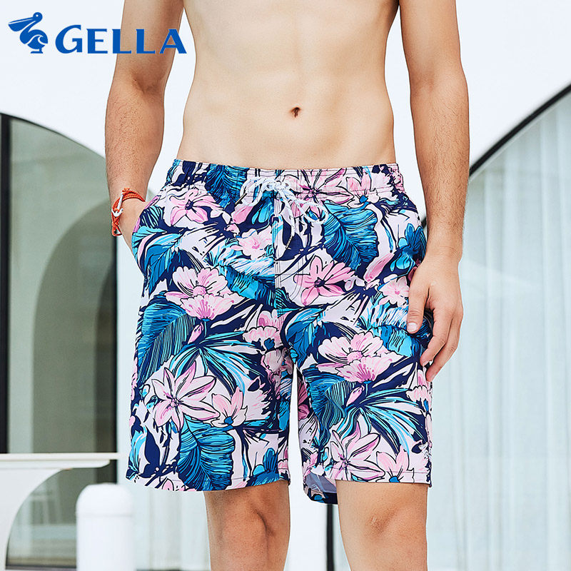 Beach pants men's fast dry seaside loose swimming can be launched into the water five points couples shorts women's swimming trunks five points hot spring pants