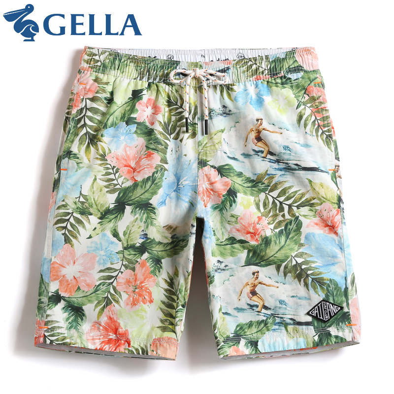 Beach pants men's floral pants quick-drying seaside vacation slim shorts can be launched into the water large size five-point oil painting casual swimming trunks