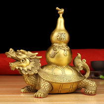 Dragon tortoise gourd brass closed oblique Chinese ornaments home decorations office desktop wealth furnishings