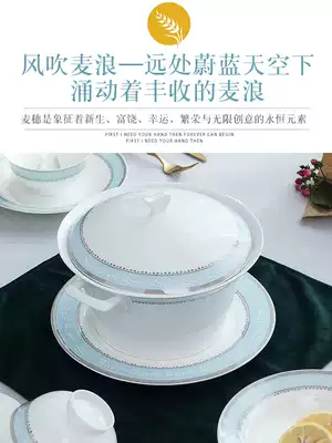 Jingdezhen Nordic gold border porcelain dishes set light luxury simple European high-end tableware dishes and spoons home combination