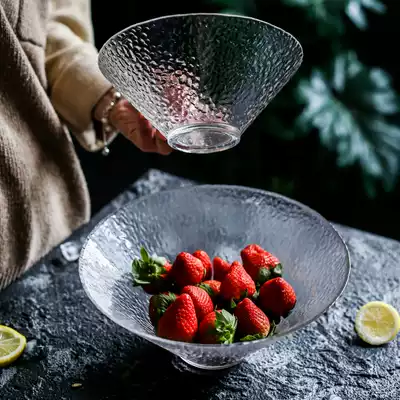Net red ins Japanese style hat transparent gold edge glass bowl ice setting home salad bowl home tableware fruit bowl