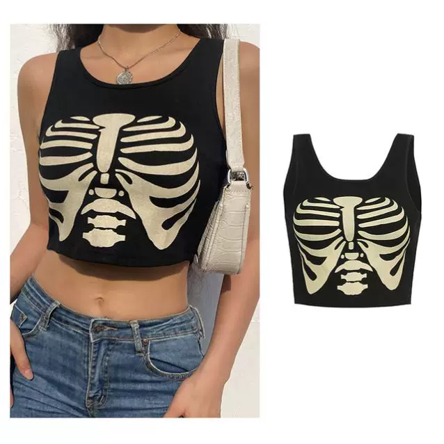 ЧЕРНЫЙ КОРОСЕТ Топ Sexy готическая одежда лямки crop to