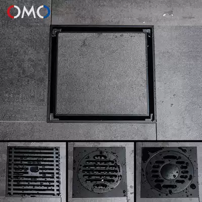 OMO invisible floor drain tile dressing room black all copper deodorant bathroom shower washing machine large displacement floor drain