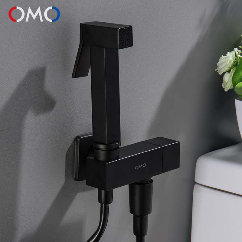 OMO Toilet Mate Full Copper Booster Spray Gun Wash Flush Rinser Toilet Makeup Room High Pressure Black Woman Wash Spray Head