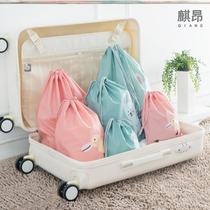 Storage small cloth bag corset pocket drawstring cute sealed bag cosmetics Japanese fabric nylon products White waterproof