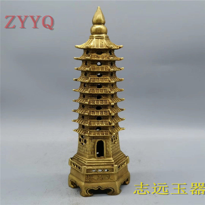 Imitation Ming and Qing Old copper goods Wenchang Tower Eight floors Descending Demonetisation Antique Ancient Play Bronze Ware Old Objects Fine Work Foundry