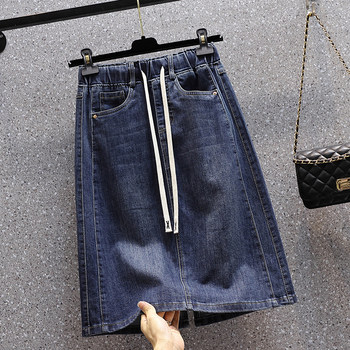 Denim Skirt for Women, Summer Thin Style, Elastic Waist, Plus Size Skirt, Very Flattering for Plus-Size Women, Popular Style from the Thirteen Rows, A-Line Skirt