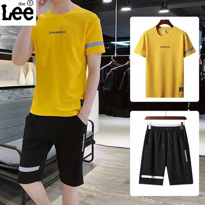 男士休闲t恤套装短袖短裤两件套健身套装