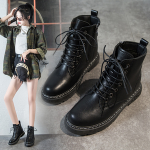 女士保暖靴子骑士靴单靴粗跟马丁靴女鞋