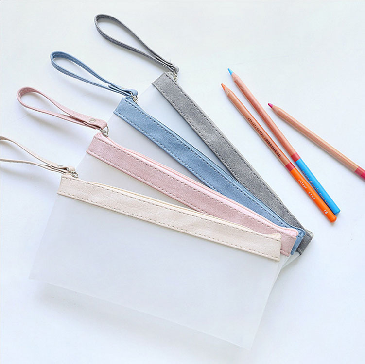 A6 transparent pencil case thick large capacity stationery box stationery bag bag bag bag file bag hand account storage bag student cute stationery pencil box bag junior high school student pencil box cute test student use