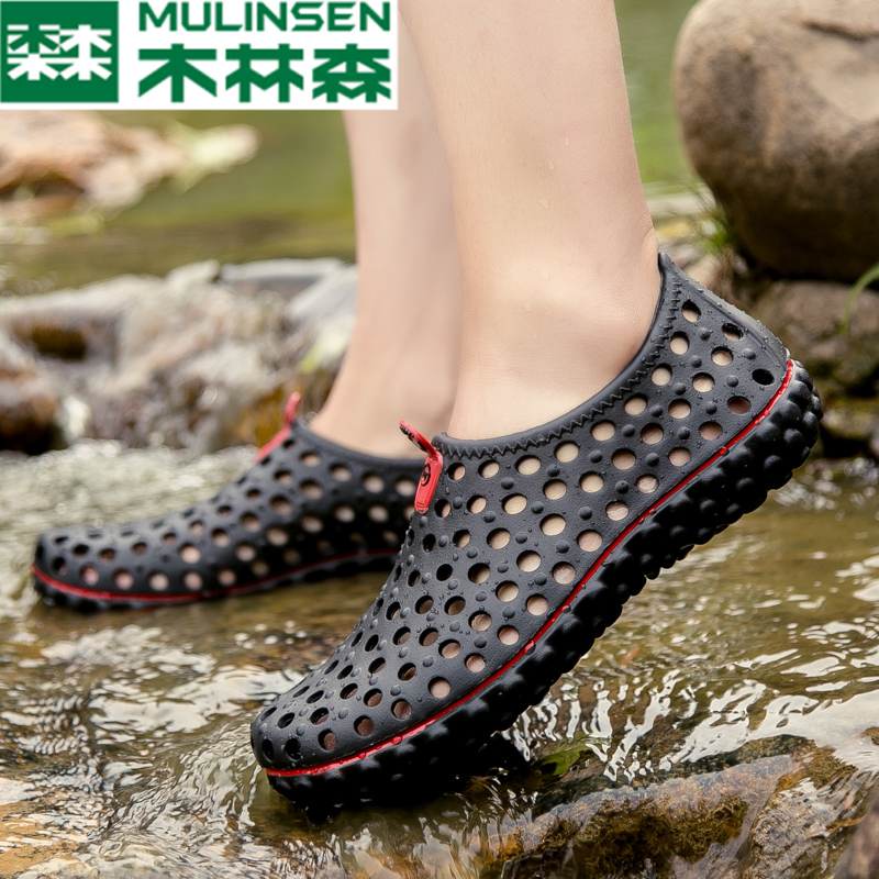 Wood Linson Beach Shoes Men's Leisure Sandals Driving Tide Drag Summer New Waterproof Non-slip Baotou Dongle Shoes