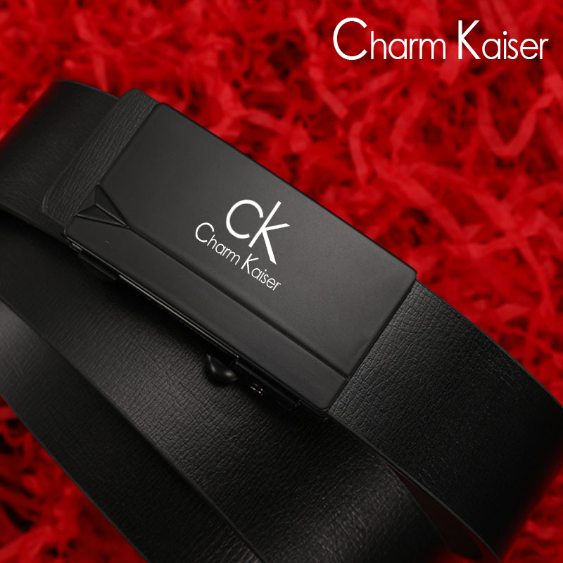 Men's belts genuine leather automatic buckle Fashion casual cow leather belt Male Young CK Toothless Wearing Pants with male