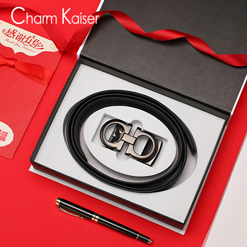 Small CK belt male tide top layer leather automatic buckle belt young boy hundred tower pants belt student men's belt