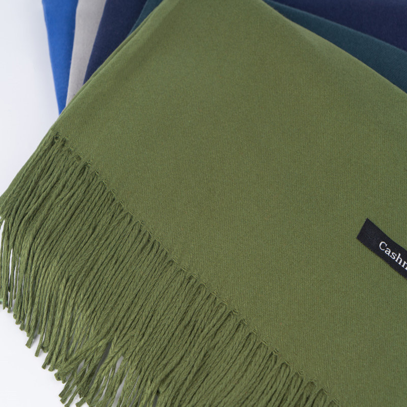 Army green scarf female spring and autumn long shawl thickened male wool like cashmere cabbage green green vintage green