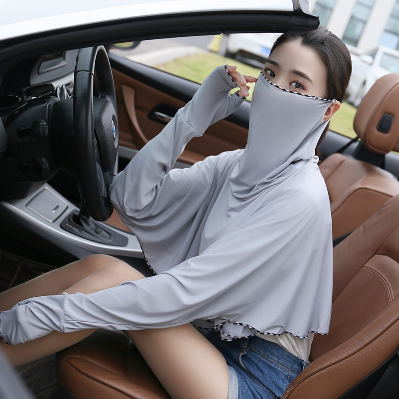 Driving sunscreen Divine Instrumental Shawl Mask Neck Equipped Female Sun Shade Summer Bike Practice Car caricatology car Ice silk clothing