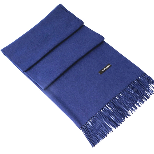 Осенний демисезонный синий шарф, шерстяная цветная накидка из искусственного меха