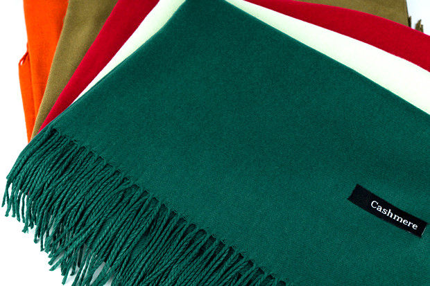 Scarf women's autumn and winter solid color knitted thin dark green wool imitation cashmere shawl emerald green olive green thickening