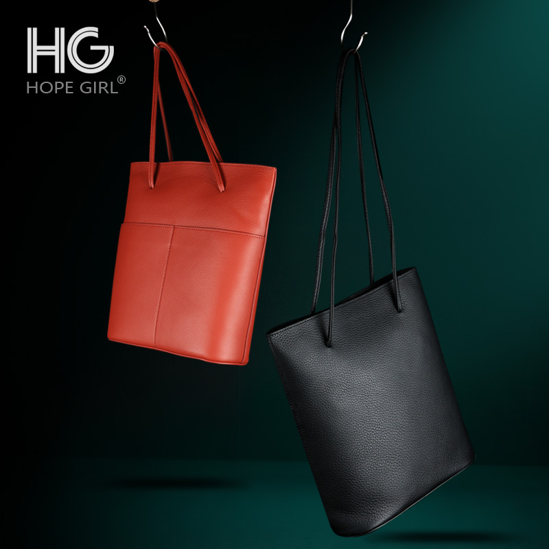 Hope girl bucket bag female leather underarm large capacity pure niche design cowhide slung new multi-compartment