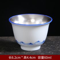 Gilt hand-painted blue and white master cup tea cup single Tea Cup household ceramic kung fu small tea cup male Lady single Cup