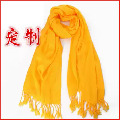 Customized cashmere scarves company corporate group activity pattern embroidery hot stamping red and yellow ancestor clan LOGO