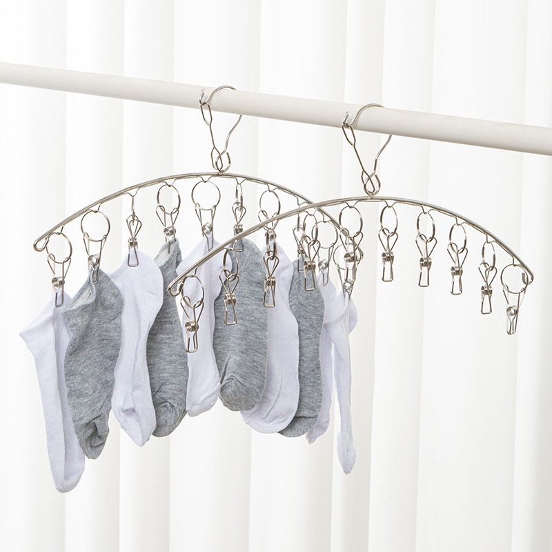 Multifunctional drying socks artifact drying underwear underwear clip hanger with clip cool clothes hook stainless steel windproof