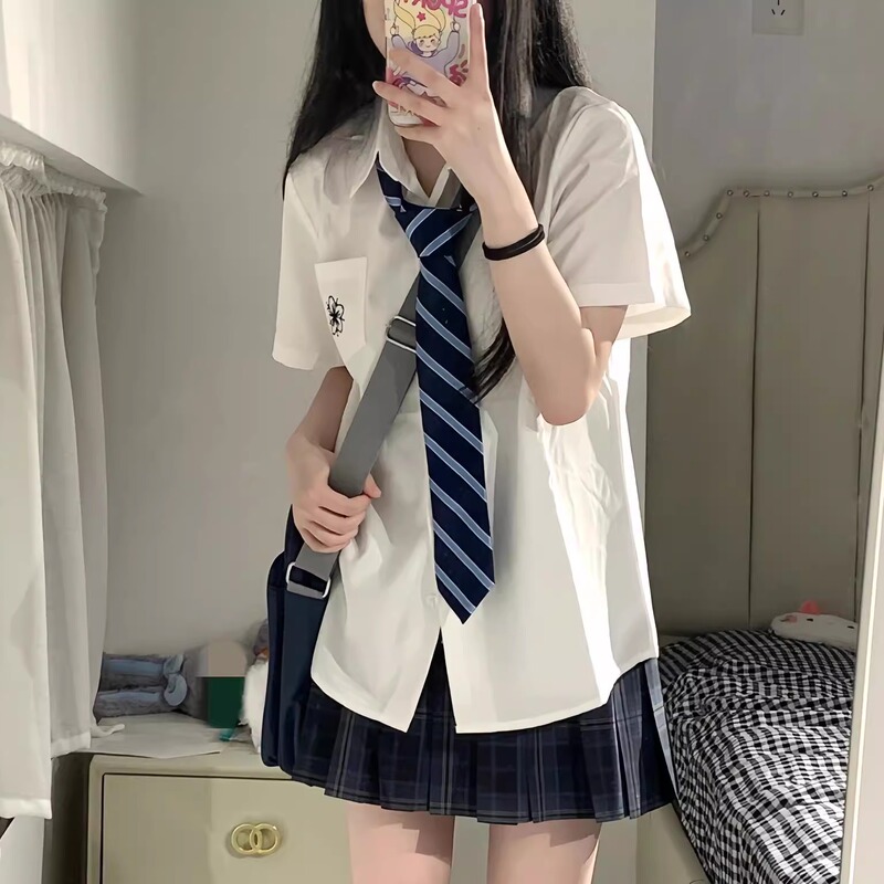 Authentic Original Jk Uniform Skirt Set, School Style, Loose Short-Sleeved Pleated Skirt with Tie for Women Authentic Original Jk Uniform Skirt Set, School Style, Loose Short-Sleeved Pleated Skirt with Tie for Women