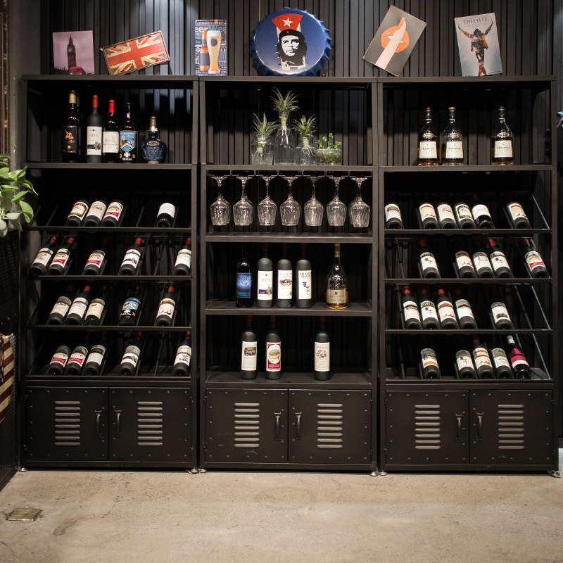 Industrial Wind Iron Art Red Wine Rack Bar Ground Wine Cabinet Wine Red Wine Containing shelves Shelf Wine Glass Shelf