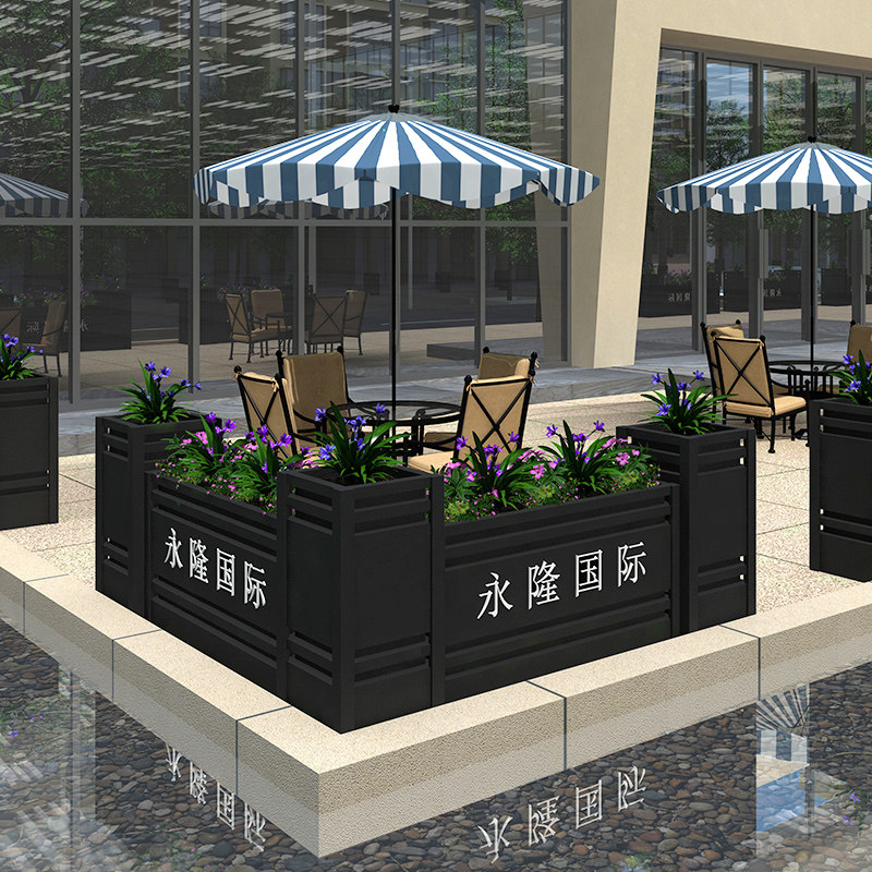 Large square street sales building finished flower box outdoor new rectangular iron flower frame combination planting flower slot