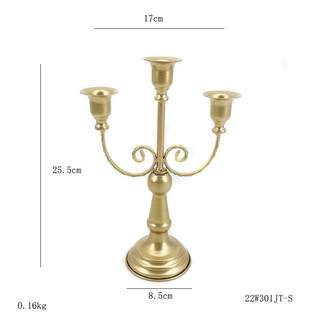European style three-headed candlestick ornaments golden iron