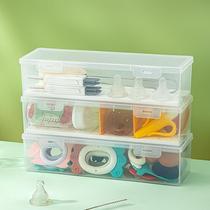 Plastic bottle and nipple compartment storage box with cover dustproof desktop transparent teething stick baby teether storage box