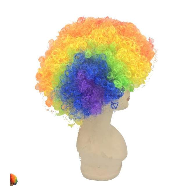 ພັດລົມສີຜົມ party party ສະຫນອງງານບຸນ wig ເຈັດສີ funny clown wig afro head set