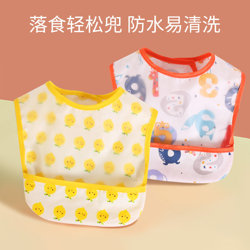 Cotton baby style bib, EVA bib, eating clothes, waterproof children's bib, cartoon no-wash bib, reverse dressing