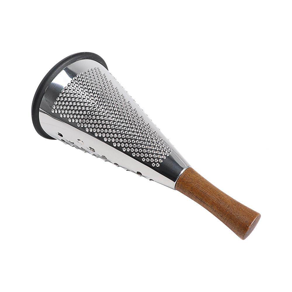 Vertical spot stainless steel conical three-sided vegetable grater cheese cheese grater wooden handle melon and fruit multi-purpose grater