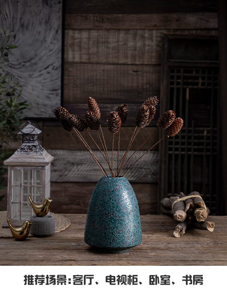 Coarse pottery vases, ceramic flower implement restoring ancient ways manual pottery pot soil dried flowers sitting room zen Japanese home furnishing articles