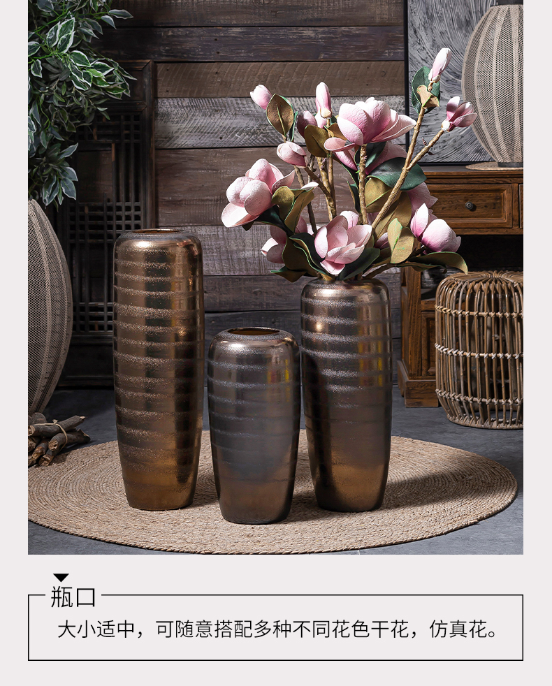 In The golden vase living room TV ark, restoring ancient ways furnishing articles furnishing articles of jingdezhen ceramics Holly dried flowers thick clay POTS