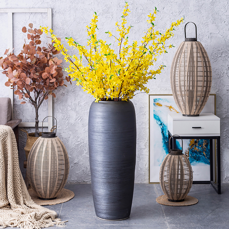 I and contracted large vase Nordic furnishing articles between sitting room flower arranging hotel villa example, black pottery decoration