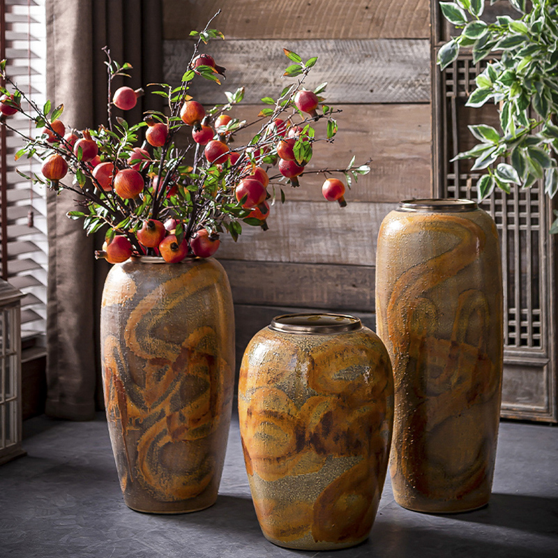 Restore ancient ways do old vase Chinese plug-in landing dried flowers sitting room hotel decoration jingdezhen ceramic thick some ceramic pot furnishing articles