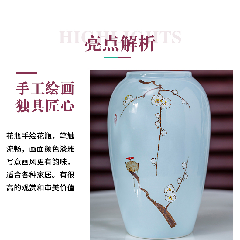 New Chinese style ceramic vase furnishing articles living room table flower arranging Nordic creative decoration decorative dried flowers water raise flowers