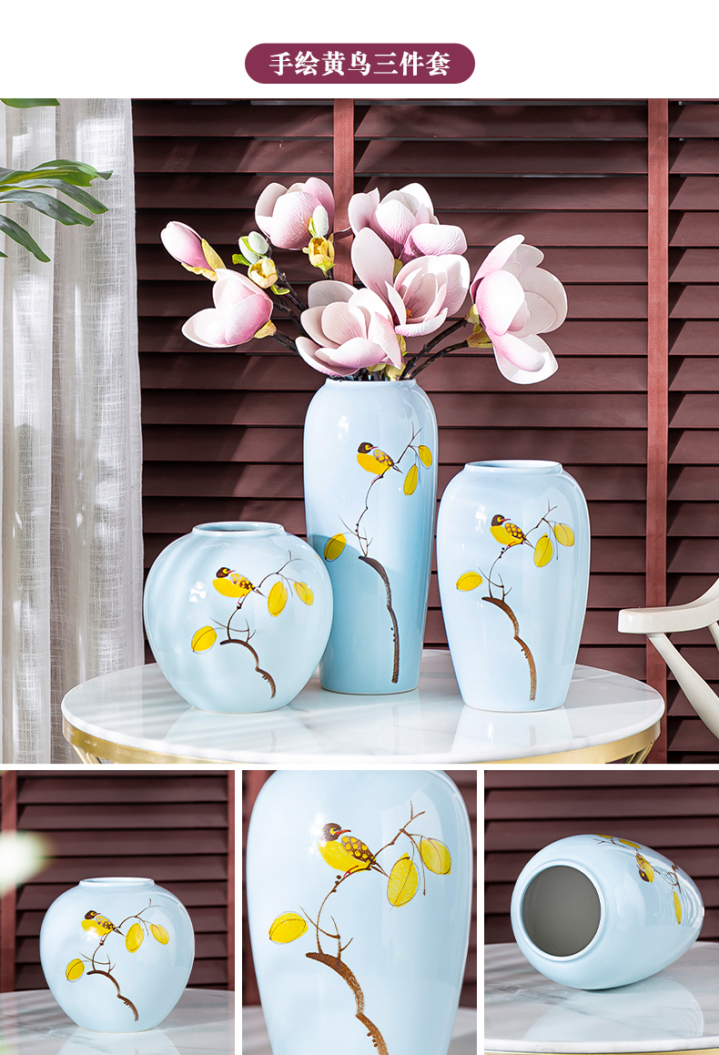 Jingdezhen ceramic vases, dried flower adornment furnishing articles floret bottle table sitting room light key-2 luxury water raise flower arrangement China web celebrity