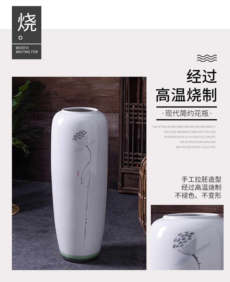 Hand draw the new Chinese style of large vase store clothing store, the sitting room is decorated flower implement ceramic flower receptacle, furnishing articles