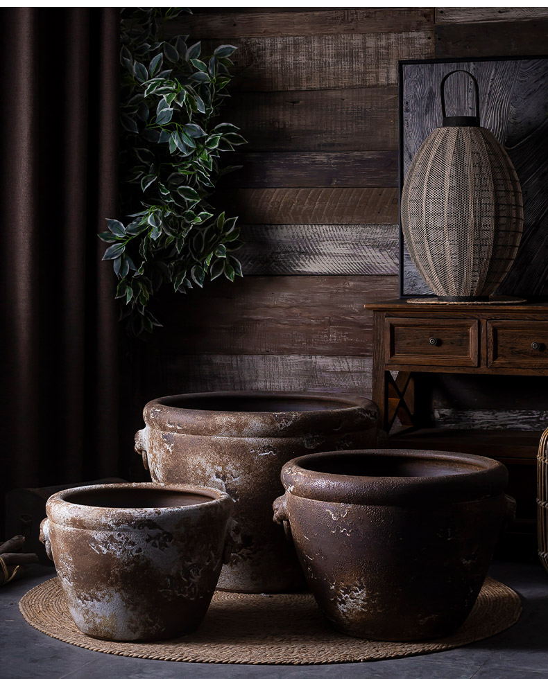 Jingdezhen thick ceramic large aquarium archaize square, lotus lotus basin plutus courtyard balcony potted landscape furnishing articles