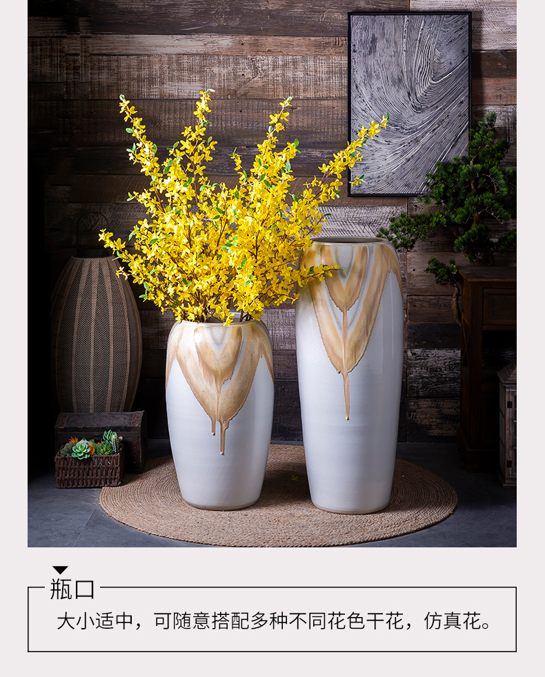 Light European - style key-2 luxury ceramic floor large vases, I and contracted sitting room bedroom dry flower, flower arranging, adornment is placed