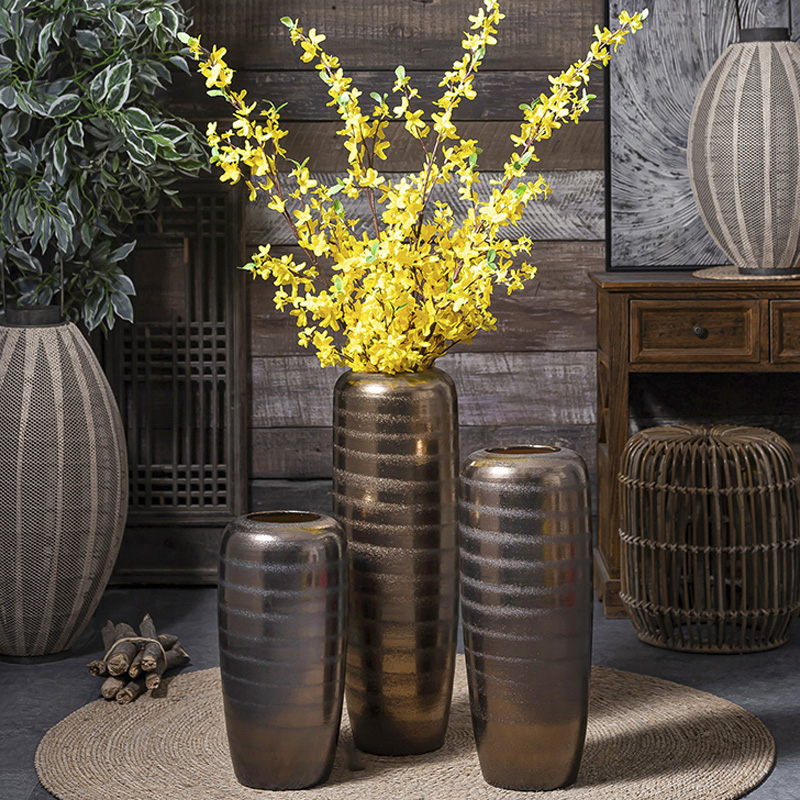 In The golden vase living room TV ark, restoring ancient ways furnishing articles furnishing articles of jingdezhen ceramics Holly dried flowers thick clay POTS