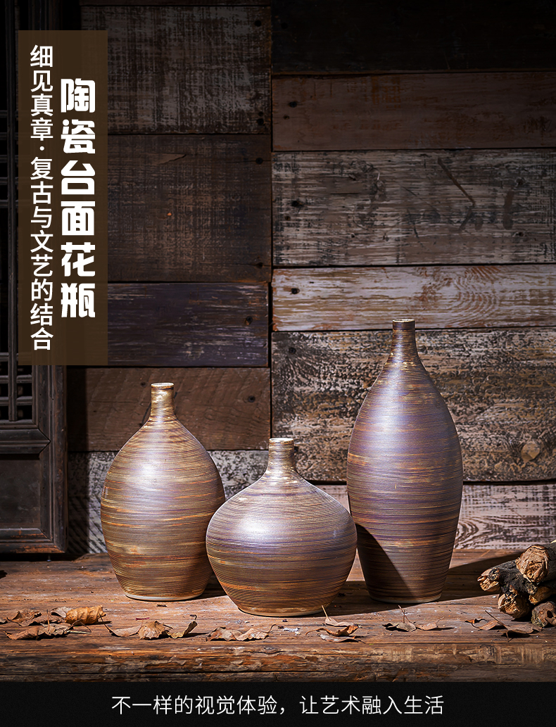 Restore ancient ways small ceramic vase furnishing articles to decorate the sitting room TV ark, dried flower implement creative decoration zen Japanese