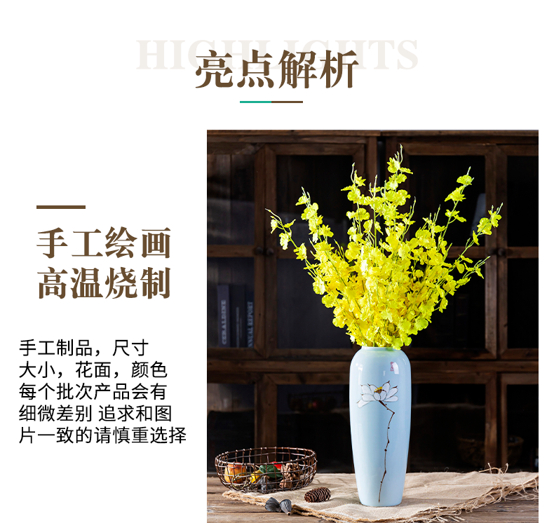 Jingdezhen northern wind ceramic creative furnishing articles sitting room desktop simulation flower vase flowers home decoration decoration