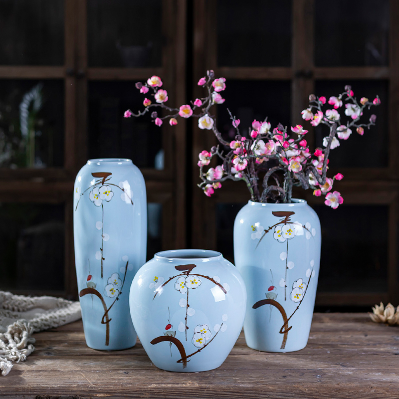 Jingdezhen hand - made ceramic vase furnishing articles dry flower vases, modern home decoration decoration table