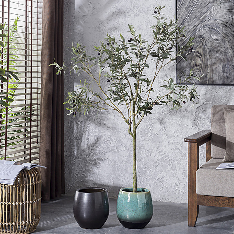 Black flower pot green balcony decoration indoor the plants contracted the new Chinese style green vase of large diameter ceramic POTS
